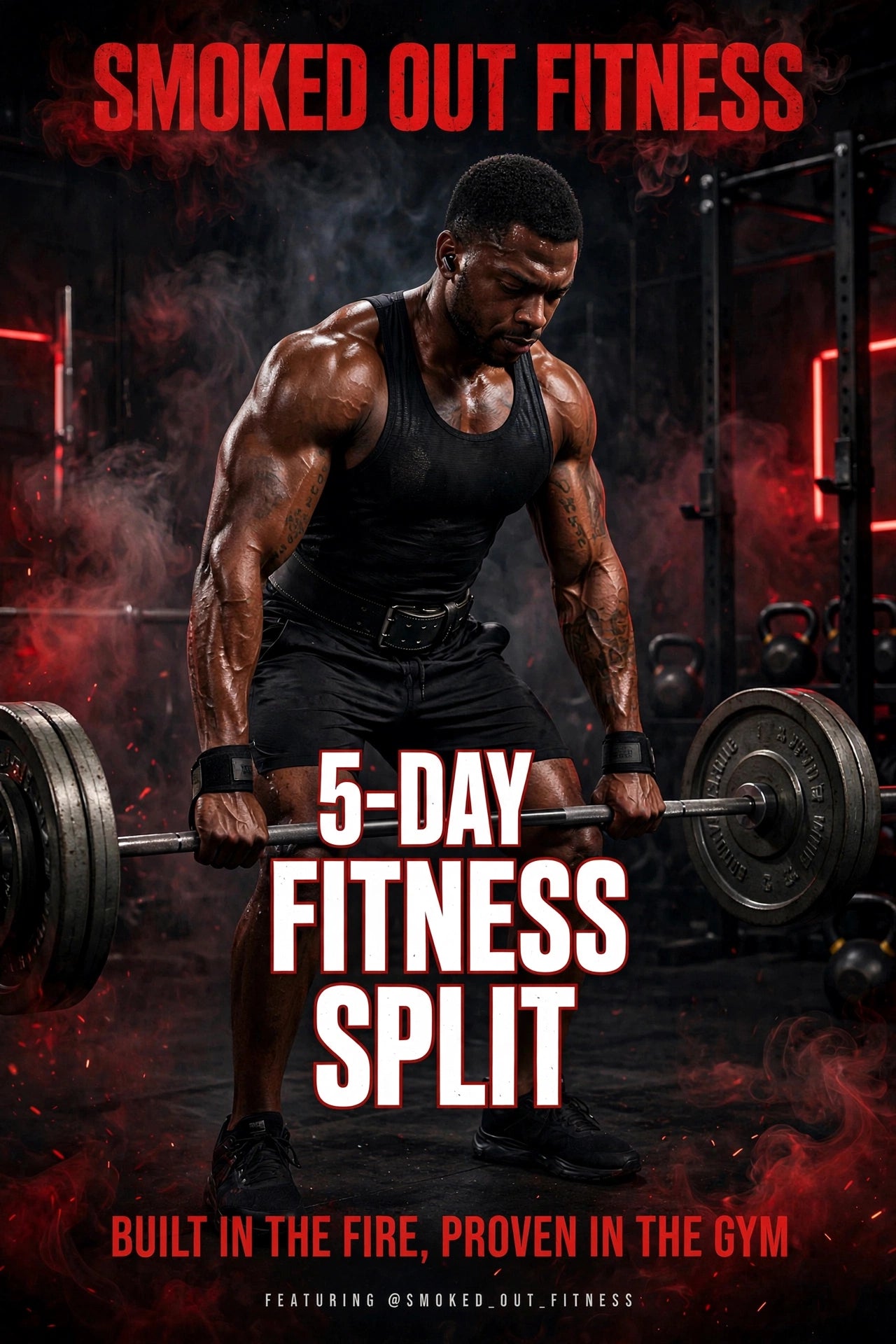 Smoked Out Fitness 5-Day Split - Legs / Back & Bi / Chest & Tri / Shoulders & Abs / Deadlift Day + Warmup